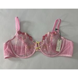 Lounge Nelly Bra Pink Floral Embroidered Mesh Underwire 40D NWT